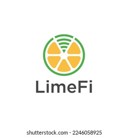 Lemon Fruit and wifi symbol logo, LimeFI icon