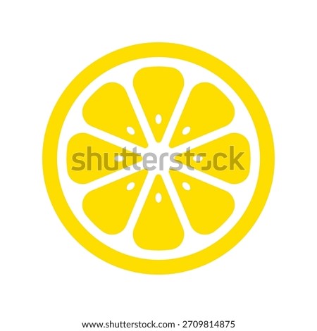 Lemon fruit. Yellow slice lemons. Citrus icon pattern for spring and summer design. Abstract cute orange limon patern. Simple lemonade prints. Section isolated on white background. Vector illustration