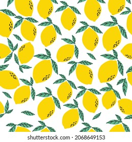 lemon fruits for fabric seamless pattern background