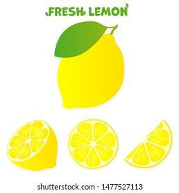 Lemon fruits, flat vector illustration concept image icon