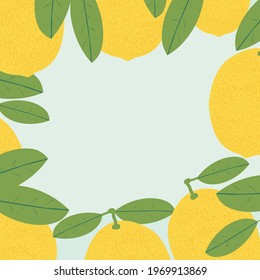 Lemon fruits frame. Vintage citrus design.