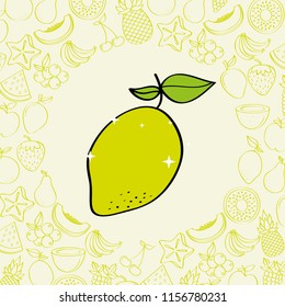 lemon fruits nutrition background pattern drawing color