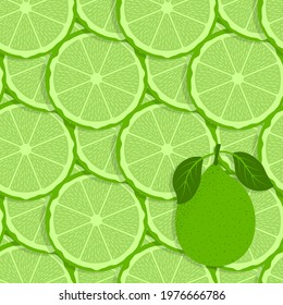 Lemon fruits seamless pattern. Whole and Halved Lemon Citrus Fruit with Juicy Flesh and Green Leaves Vector Set. Organic vegetarian fresh food. Vitamin tropical juicy citrus.