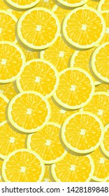 Lemon fruits slice seamless pattern overlapping with shadow. citrus fruits vector illustration.