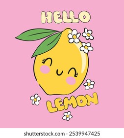 Lemon Fun for Little Ones, kids print vector illustration trend design for t shirt printing, graphic design