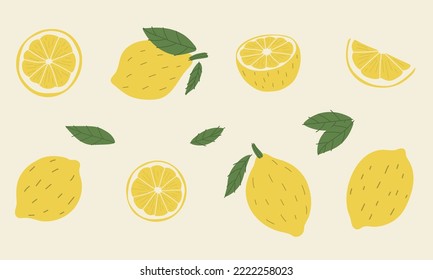 limón y jardín 3, ilustración vectorial
