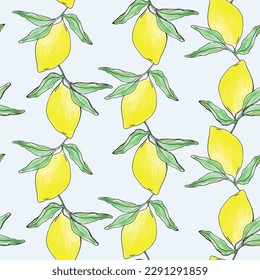 Lemon garland seamless pattern for kitchen textile