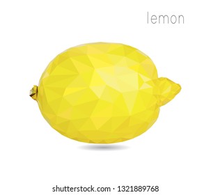 Lemon, geometric polygonal fruit, triangles, vector illustration