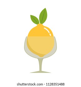 Lemon in the glass. cartoon vector. wallpaper.
