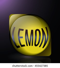 lemon glass reflection blue text logo yellow
