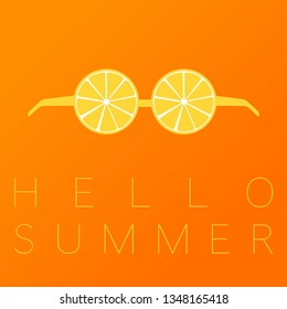 lemon glasses hello summer yellow and orange background