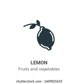 Lemon glyph icon vector on white background. Flat vector lemon icon symbol sign from modern fruits collection for mobile concept and web apps design.