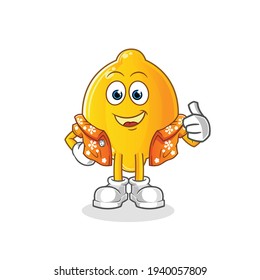 lemon go on vacation character. cartoon mascot vector