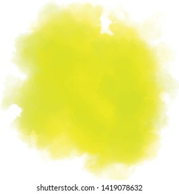 Lemon Gradient Background. Beautiful Neon Color From The 80s. Watercolor Texture With Shades Of Green And Yellow. Hand Painted Backdrop For Poster, Flyer Or Invitation. Vector Grunge, Copy Space.