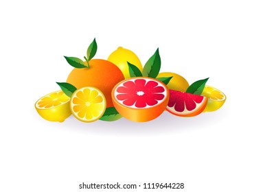 Zitronenfrucht auf weißem Hintergrund, gesunder Lebensstil oder Ernährungskonzept, Logo für frische Früchte, Vektorgrafik
