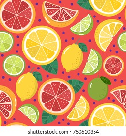 lemon, grapefruit and lime seamless pattern and vector, so fresh