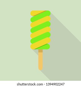 Lemon green popsicle icon. Flat illustration of lemon green popsicle vector icon for web design