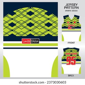 diseño de patrón color turquesa verde limón, ilustración, fondo textil para camisetas deportivas, camiseta de fútbol camiseta burla para el club de fútbol. vista frontal coherente