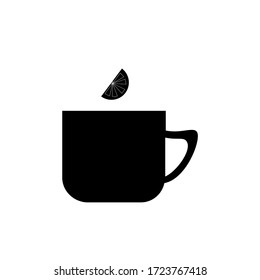 Icono de té verde limón, ilustración de glifo de taza.