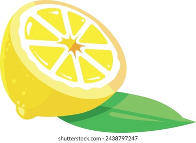 Lemon half cut cartoon icon. Tropical fruit