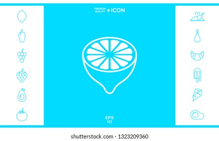 Lemon half, fruit cross-section - icon