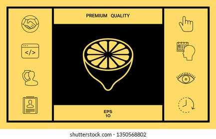 Lemon half, fruit cross-section - icon