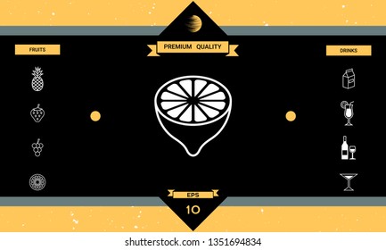 Lemon half, fruit cross-section - icon
