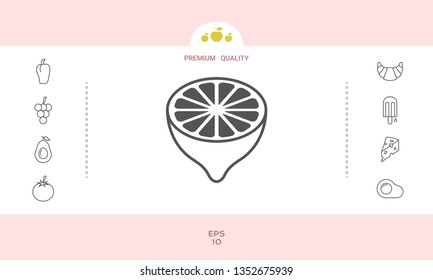 Lemon half, fruit cross-section - icon