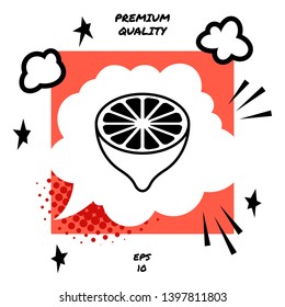 Lemon half, fruit cross-section - icon. Signs and symbols for your design