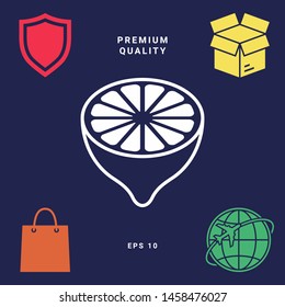 Lemon half, fruit cross-section - icon
