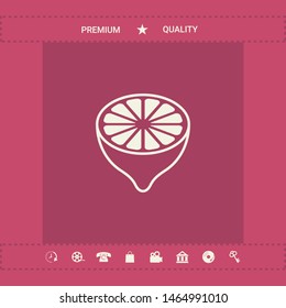 Lemon half, fruit cross-section - icon