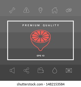 Lemon half, fruit cross-section - icon