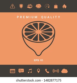 Lemon half, fruit cross-section - icon