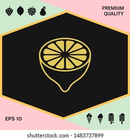 Lemon half, fruit cross-section - icon