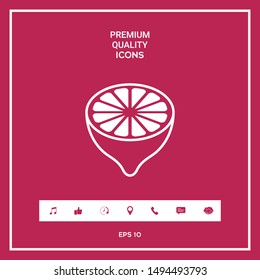 Lemon half, fruit cross-section - icon
