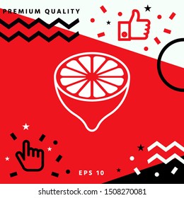 Lemon half, fruit cross-section - icon