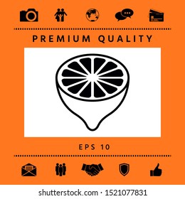 Lemon half, fruit cross-section - icon