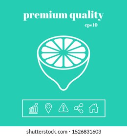 Lemon half, fruit cross-section - icon
