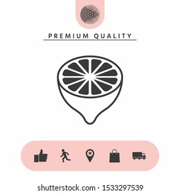 Lemon half, fruit cross-section - icon