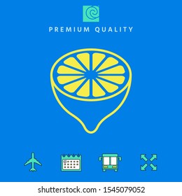 Lemon half, fruit cross-section - icon