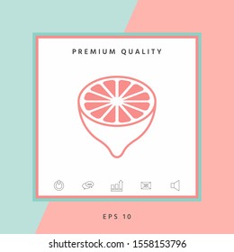 Lemon half, fruit cross-section - icon