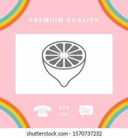 Lemon half, fruit cross-section - icon