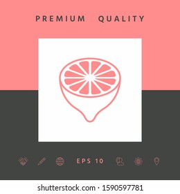 Lemon half, fruit cross-section - icon