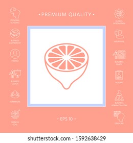 Lemon half, fruit cross-section - icon