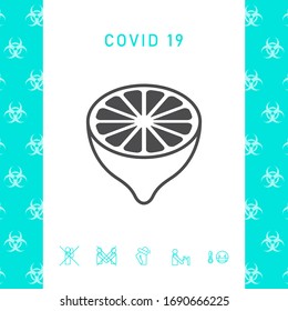 Lemon half, fruit cross-section - icon