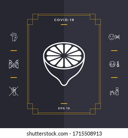 Lemon half, fruit cross-section - icon