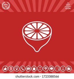 Lemon half, fruit cross-section - icon