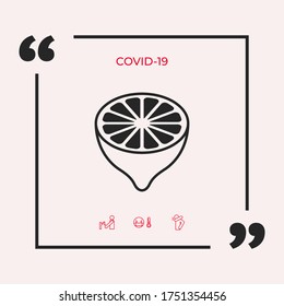 Lemon half, fruit cross-section - icon