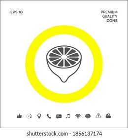Lemon half, fruit cross-section - icon