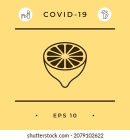 Lemon half, fruit cross-section - icon. Signs and symbols for your design